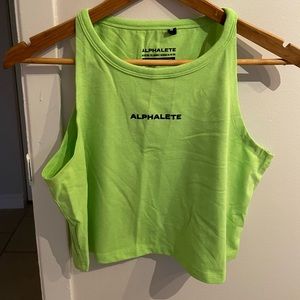 Medium bright green cropped workout top from Alphalete